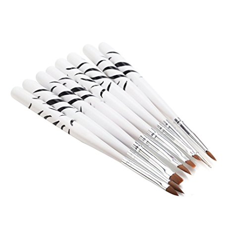 8 Pcs Nail Art Design Detailing Drawing Paint Painting Brushes Dotting Pen Set Kit White