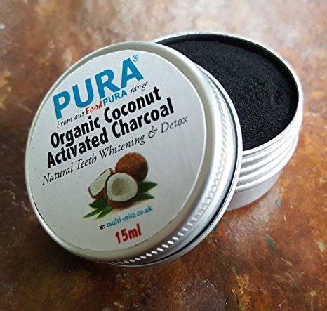 PURA® Fine COCONUT Activated Charcoal Powder 20ML - Organic Teeth Whitening & Detox!!