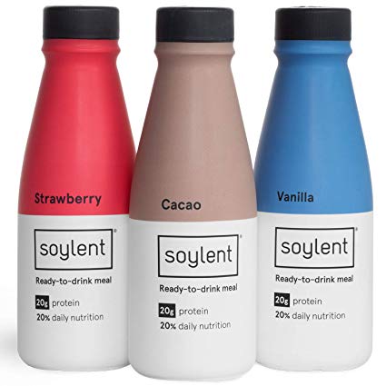Soylent Meal Replacement Drink 12 Piece Variety Pack (Cacao, Vanilla, Strawberry)