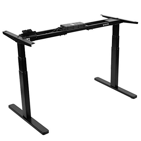 VIVO Black Electric Dual Motor Stand Up Desk Frame (Frame Only) | Ergonomic Height Adjustable Workstation Base, Standing Desk Legs (DESK-V120EB)