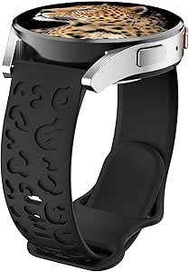 MoKo Leopard Engraved Bands Compatible with Samsung Galaxy Watch 7/FE/6/5/4 40mm 44mm/Watch 6/4 Classic 43mm 47mm 42mm 46mm/5 Pro 45mm/3 41mm/Active 2 Women, 20mm Soft Silicone Sport Band