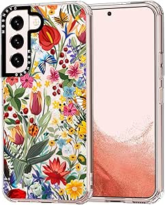 MOSNOVO for Galaxy S22 Case,Samsung S22 5G Case, Spring Secret Garden Floral Flower Clear Design Shock Absorption Bumper Soft TPU Women Girl Cover Case for Samsung Galaxy S22