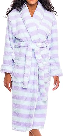 Alexander Del Rossa Women's Fuzzy Plush Fleece Winter Robe, Warm Soft Fuzzy Bathrobe for Her