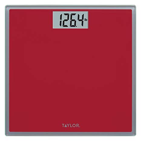 Taylor Digital Glass Bathroom Scale (Crimson w/ Grey Trim)