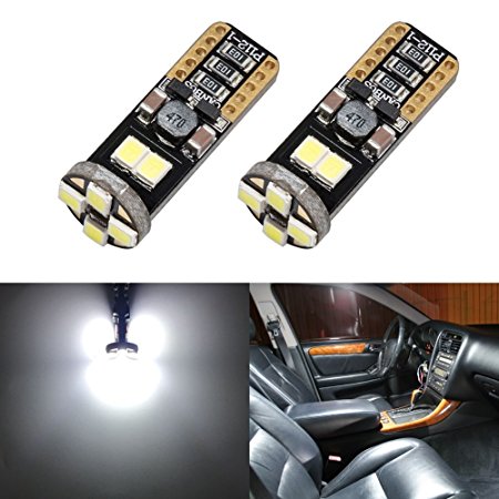 ENDPAGE 194 168 2825 912 T10 W5W LED Bulb Xenon White 6500K Super Bright 8-SMD Canbus Error Free, 2-Pack, Work as Interior Dome Map Lights, Door Courtesy Lights, Trunk Lights, License Plate Lights