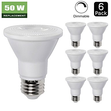 6 Pack - PAR20 Dimmable LED Bulb, 7W ( 50W Equivalent ) Flood Light Bulb, 3000K Warm White 500lm, 40° Beam Angle Spot Lighting, E26 Medium Screw Base, UL Listed, XMprimo