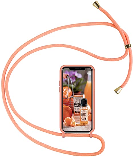 Abitku Crossbody Case for iPhone 11 Pro Max, iPhone 11 Pro Max Case TPU Silicone Lanyard Neck Strap Adjustable Necklace Phone Protective Back Cover for iPhone 11 Pro Max 6.5 inch 2019 (Orange)