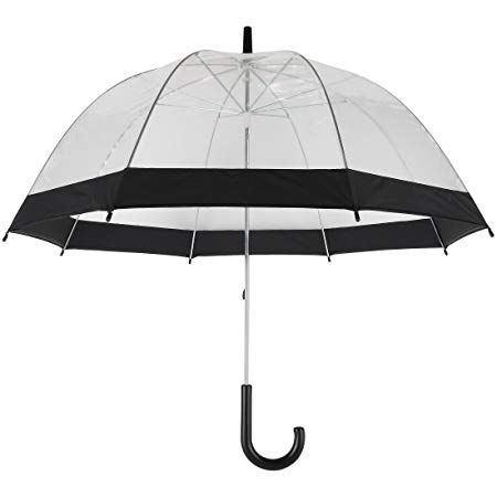 Home-X Clear Bubble Umbrella with Black Trim, Durable Wind-Resistant Umbrella with Sturdy Bubble Design Incapable of Flipping Inside Out, For Men and Women of All Ages