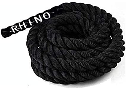 Rhino Fitness Battle Ropes - 1.5 & 2 Inch Diameter 30/40/50 Feet Length Perfect for Cross Fit Cardio Home Exercising Gym Strength Training and Outdoor Workout