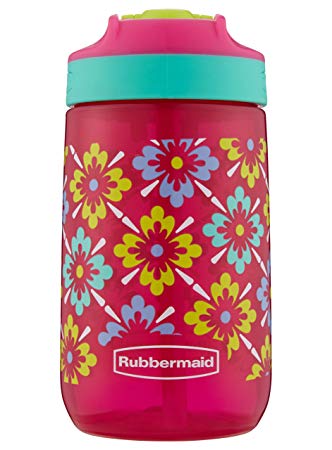 Rubbermaid Leak-Proof Sip Kids Water Bottle, 14 oz, Tiki Flowers Graphic