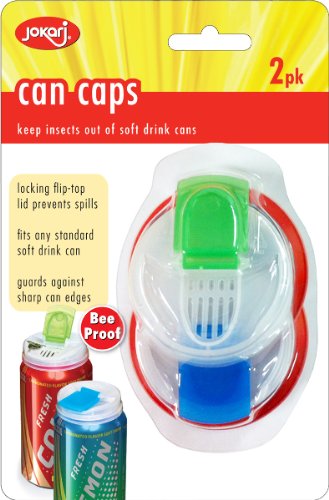 Jokari Beverage Deluxe Can Caps 2 Pack Soda pop Lids - KEEPS INSECTS OUT OF your Drink,Colors/Styles May Vary