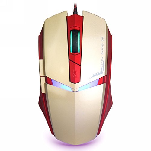 Qisan® 1600 DPI Adjustable,6 Button,Wired LED Gaming Mouse(Golden)