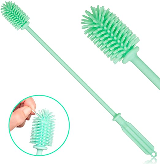 ReHaffe Silicone Bottle Brush, Silicon Bottle Cleaner,15" Silicone Water Bottle Cleaning Brush for Narrow Neck Bottles,Hydro Flask, Vacuum Bottle, Glassware and Narrow Neck Containers