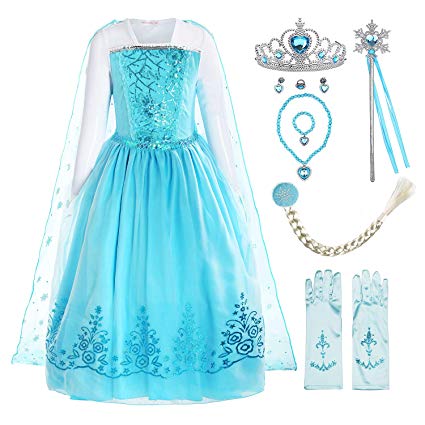 ReliBeauty Girls Sequin Princess Elsa Costume Long Sleeve Dress up