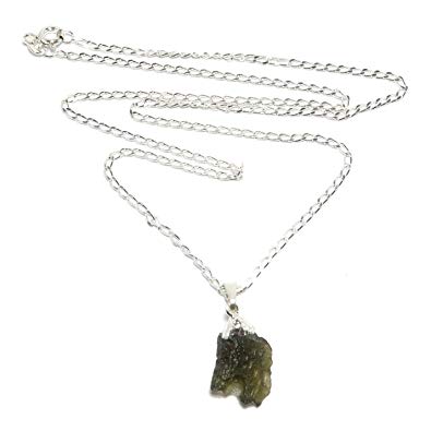 SatinCrystals Moldavite Necklace Space Nugget Genuine High Vibration Meteorite Green Stone Sterling Silver Raw Gemstone B07