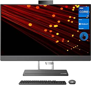 Lenovo IdeaCentre 5 AIO Desktop, 27" QHD 100Hz Touchscreen, Intel Core i7 12700H, 64GB DDR5 RAM, 2TB PCIe SSD, Wi-Fi 6, IR Camera, Windows 11 Home, HDMI, Ethernet, Wireless KB & Mouse, Black