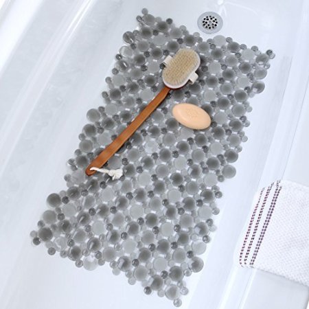 Burst of Bubbles Bathtub Mat 17" X 30" (Light Grey)