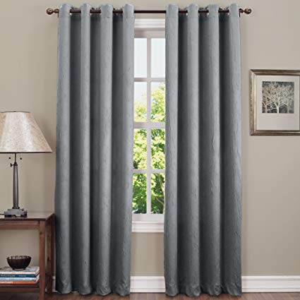 Sun Zero Leighton Crushed Texture Energy Efficient Grommet Curtain Panel, 50" x 84", Gray