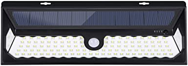 Solar Motion Sensor Light Outdoor 118 LED Security Lights with 3 Modes 270° Wide Angle Wireless Motion Derector IP65 Waterproof Wall Light for Outside, Front Door, Garage, Yard, Deck