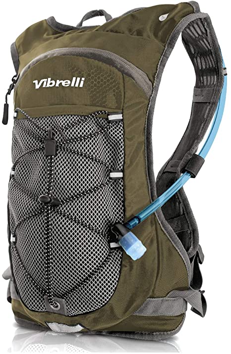Vibrelli Hydration Pack & 2L Hydration Water Bladder - High Flow Bite Valve - Hydration Backpack with Storage - Lightweight Running Backpack, Also for Cycling, Hiking, Ski, Snow for Men, Women & Kids