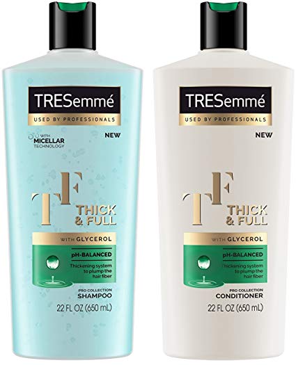 Tresemme Pro Collection Haircare - Thick & Full - With Glycerol - Shampoo & Conditioner Set - Net Wt. 22 FL OZ (650 mL) Per Bottle - One Set