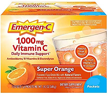 Emergen-C Drink Mix with 1000mg Vitamin C, 0.32 Ounce Powder Packets, Caffeine Free
