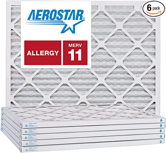 Aerostar 12x16x1 MERV 11, Pleated Air Filter, 12x16x1, Box of 6, Made in The USA