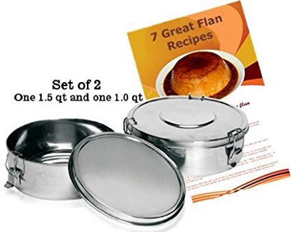 Flan Molds. 1.5 qt and 1 qt. Set of 2. Includes flan recipes