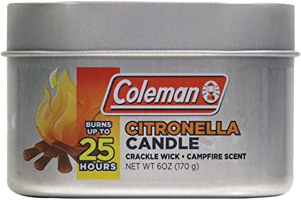 Coleman Scented Citronella Candle with Wooden Crackle Wick - 6 oz Tin