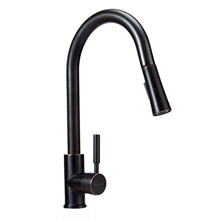 AmazonBasics AB-KF706-OR Modern Single-Handled Kitchen Pull-Down Sprayer Faucet, Oil-Rubbed Bronze