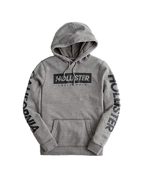 Hollister Men's Patterned Icon Hoodie Fleece Sweatshirt Hoody Grey Small, Medium, Large