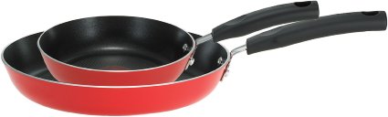 T-fal C118S2 Signature Nonstick Expert Thermo-Spot Heat Indicator 8-Inch and 10-Inch Fry Pan Cookware Set 2-Piece Red