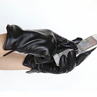 Harrms Best Luxury Touchscreen Italian Nappa Genuine Leather Gloves for men's Texting Driving Cashmere Lining