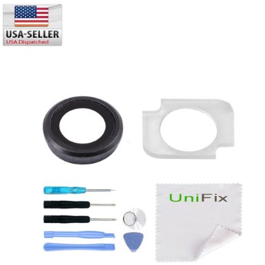 Unifix-Rear Back Camera Lens Glass Ring Cover Replacement Part with Flash Diffuser for iPhone 6 6S 4.7" with Tool Kit (Gray)