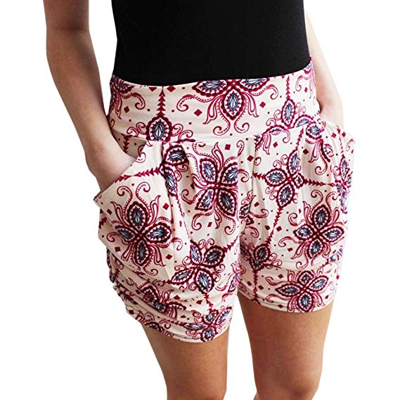 BSGSH Women Shorts Paisley Printed High Waist Comfy Casual Shorts Pants With Pockets