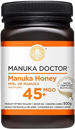 MANUKA DOCTOR - MGO 45+ Manuka Honey Multifloral, Miel de Manuka, 100% Pure New Zealand Honey. Certified. Guaranteed. RAW. Non-GMO (17.6oz, 500g)