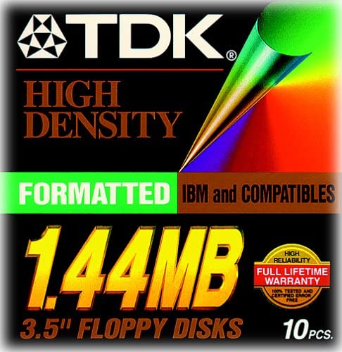 TDK 3.5In 1.44MB Pre-Fmt IBM Black Diskettes 10-Pack (Discontinued by Manufacturer)