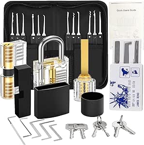 2024 Newest Version Solid Padlock with 2 Picking Keys Wide Lock Body Stainless Pick Tools Kits Waterproof Lock for Sheds Storage Set School Gym