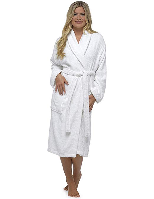 Ladies Robe Luxury Terry Towelling Cotton Dressing Gown Bathrobe Highly Absorbent Women Hooded and Shawl Towel Bath Wrap