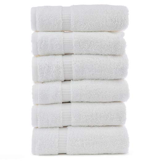 Luxury Hotel & Spa Towel 100% Genuine Turkish Cotton (White, Hand Towel - Set of 6)