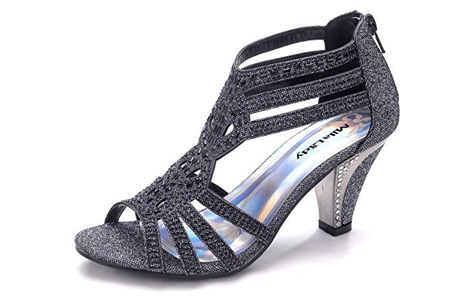 Mila Lady Women's Lexie Crystal Dress Heeled Sandals (Kimi 25)