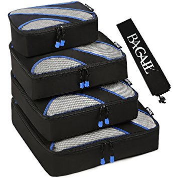 4 Set Packing Cubes,Travel Luggage Packing Organizers with Laundry Bag Black