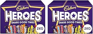 Cadbury Heroes Chocolate Bulk Sharing Box 2kg Milk Chocolates Individually Wrapped (Pack of 2)