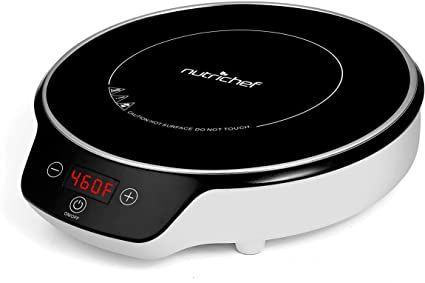 NutriChef Portable Single Induction Cooktop-Electronic Plug-in Flameless Burner Design with Digital Display and Warmer Hot Plate, Auto Shut Off