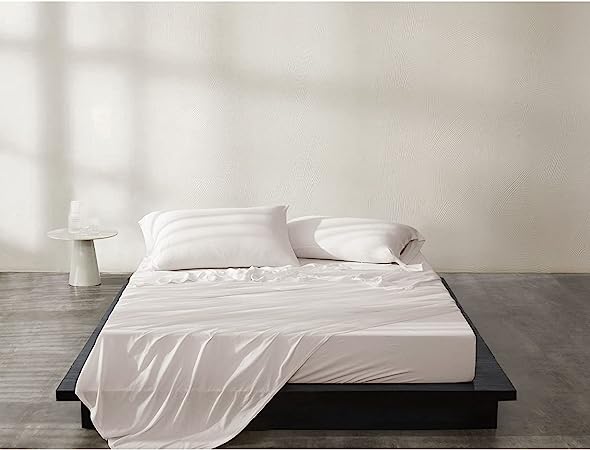 Calvin Klein Home Modern Cotton Harrison 1 Piece Flat Sheet, Queen Size, Cotton (Heather Ivory-H4)