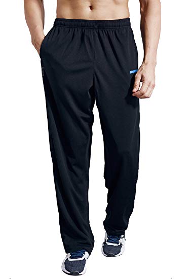 Zengvee Men's Sweatpant with Zipper Pockets Open Bottom Athletic Pants for Jogging, Workout, Gym, Running, Training