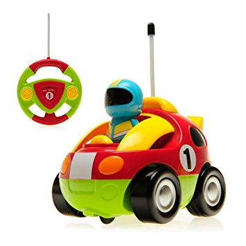 DeXop RC Cartoon Race Car with Music Radio Control Toy for Toddlers Kids