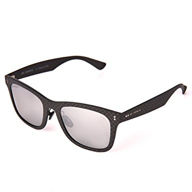 Sunglasses New Wayfarer Polarized, Blasses Carbon Fiber Sunglasses for Women Men（Black,Silver）