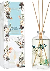 COCORRÍNA Reed Diffuser - Ocean Breeze 5.41 oz Flower Reed Diffuser Set with Sticks, Bedroom Bathroom Shelf Decor (Scented Blooms Collection)