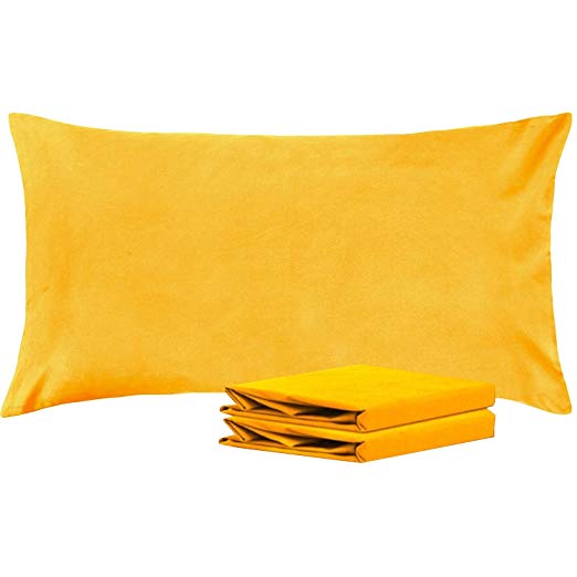 NTBAY King Pillowcases, Set of 2, 100% Brushed Microfiber, Soft and Cozy, Wrinkle, Fade, Stain Resistant, with Envelope Closure, Yellow